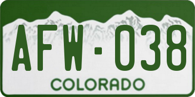 CO license plate AFW038