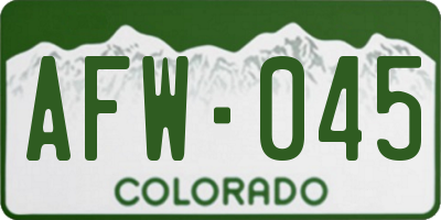 CO license plate AFW045