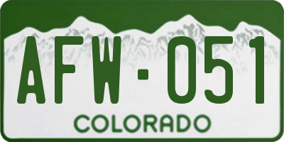 CO license plate AFW051