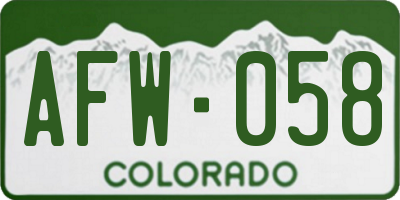 CO license plate AFW058