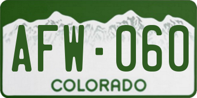 CO license plate AFW060