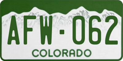 CO license plate AFW062
