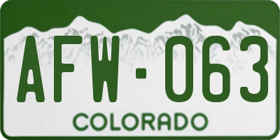 CO license plate AFW063