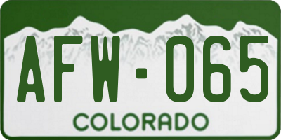 CO license plate AFW065