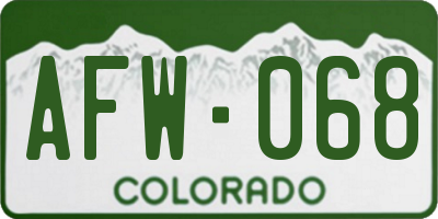CO license plate AFW068