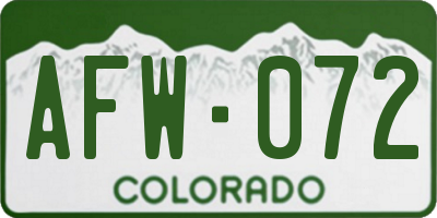 CO license plate AFW072