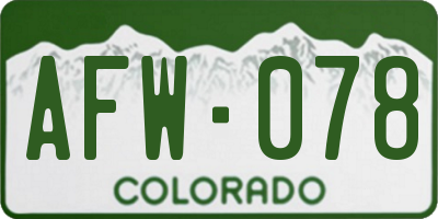 CO license plate AFW078