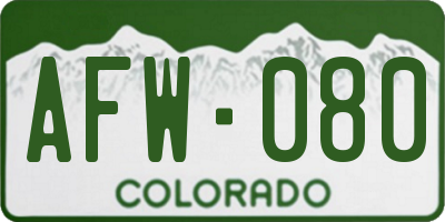 CO license plate AFW080