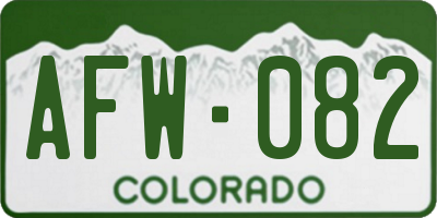 CO license plate AFW082