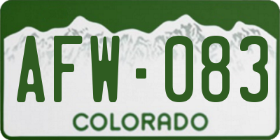 CO license plate AFW083