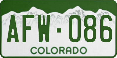 CO license plate AFW086