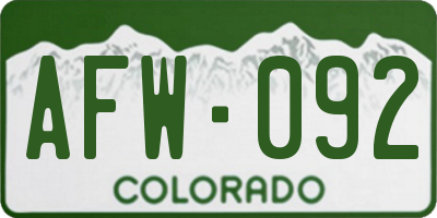 CO license plate AFW092