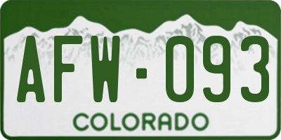 CO license plate AFW093
