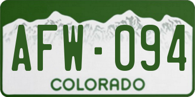 CO license plate AFW094