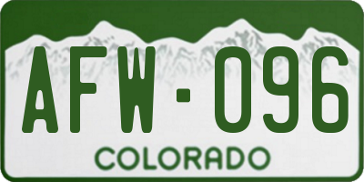 CO license plate AFW096