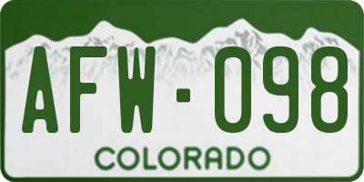 CO license plate AFW098