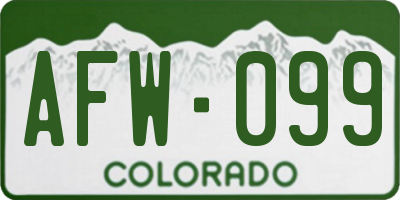 CO license plate AFW099