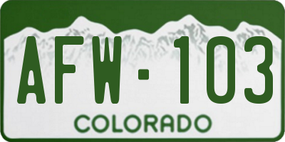 CO license plate AFW103
