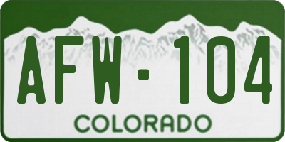 CO license plate AFW104