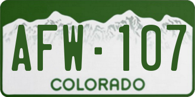 CO license plate AFW107