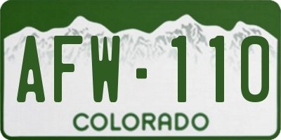 CO license plate AFW110
