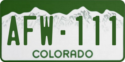 CO license plate AFW111