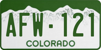 CO license plate AFW121