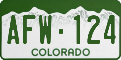 CO license plate AFW124