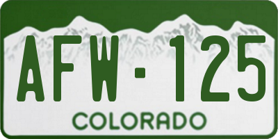 CO license plate AFW125