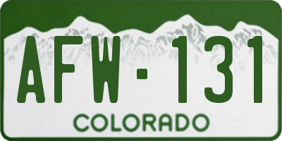 CO license plate AFW131
