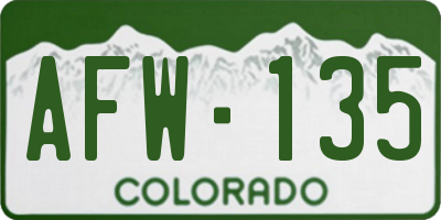 CO license plate AFW135