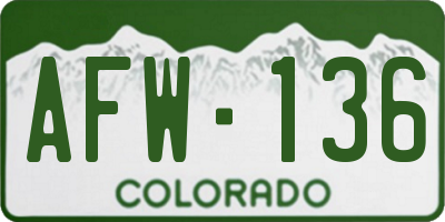 CO license plate AFW136