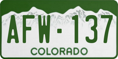 CO license plate AFW137