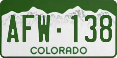CO license plate AFW138
