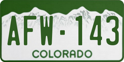 CO license plate AFW143