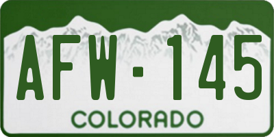 CO license plate AFW145