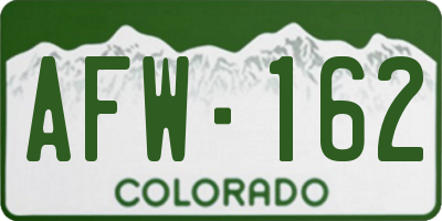 CO license plate AFW162