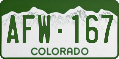 CO license plate AFW167