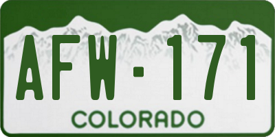 CO license plate AFW171