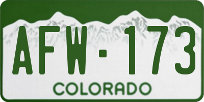 CO license plate AFW173