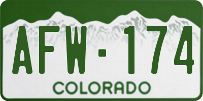 CO license plate AFW174