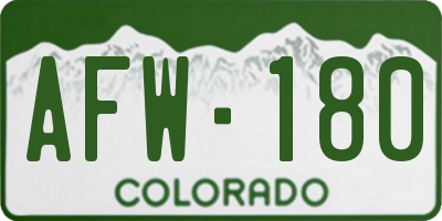 CO license plate AFW180
