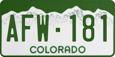 CO license plate AFW181