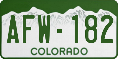 CO license plate AFW182