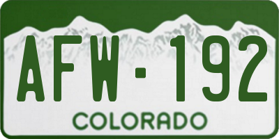 CO license plate AFW192