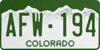 CO license plate AFW194