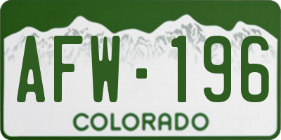 CO license plate AFW196