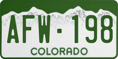 CO license plate AFW198