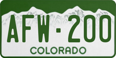 CO license plate AFW200