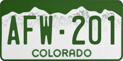 CO license plate AFW201
